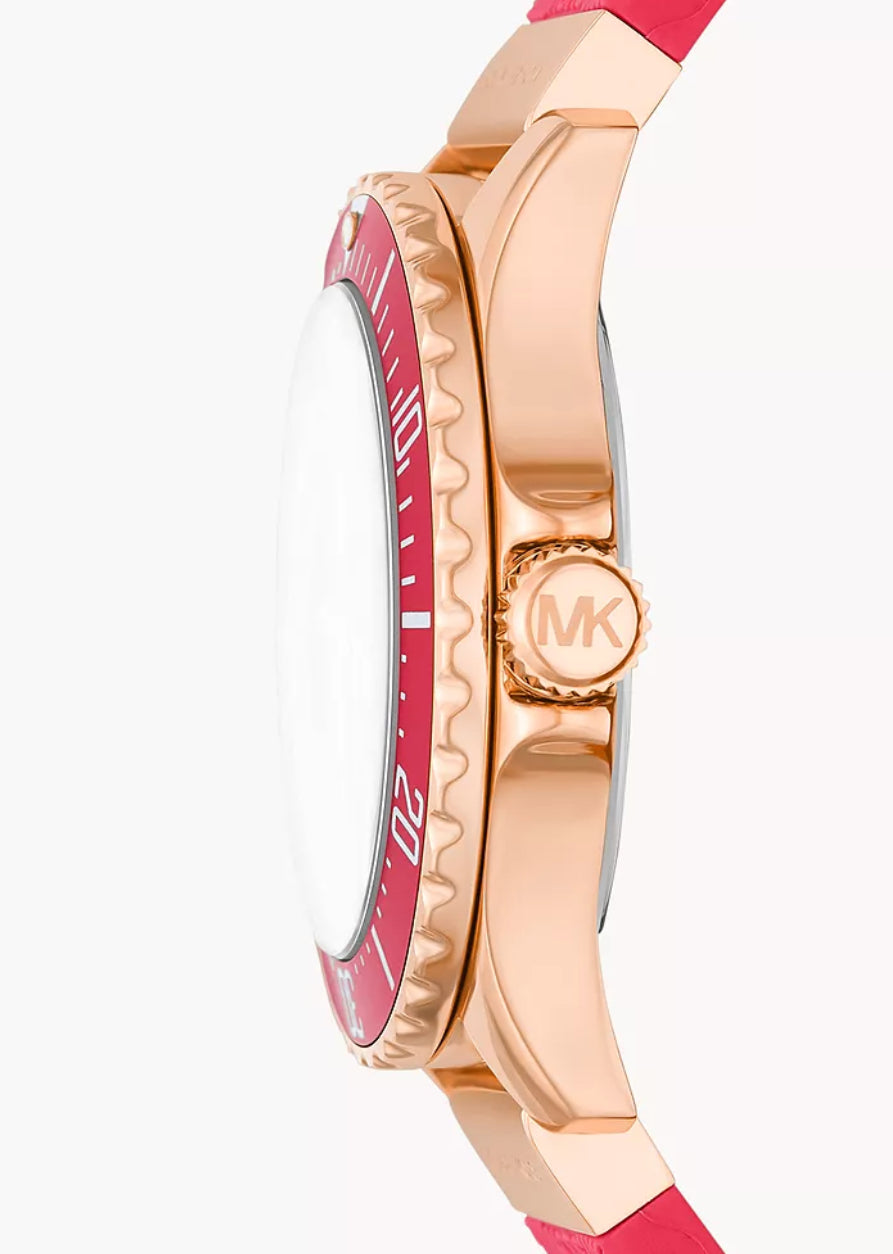 Michael Kors Everest Threehand Geranium Pink Silicone Watch