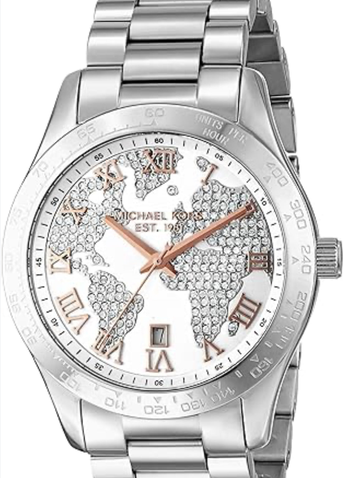Michael Kors Layton Silver Pave Dial Ladies Watch