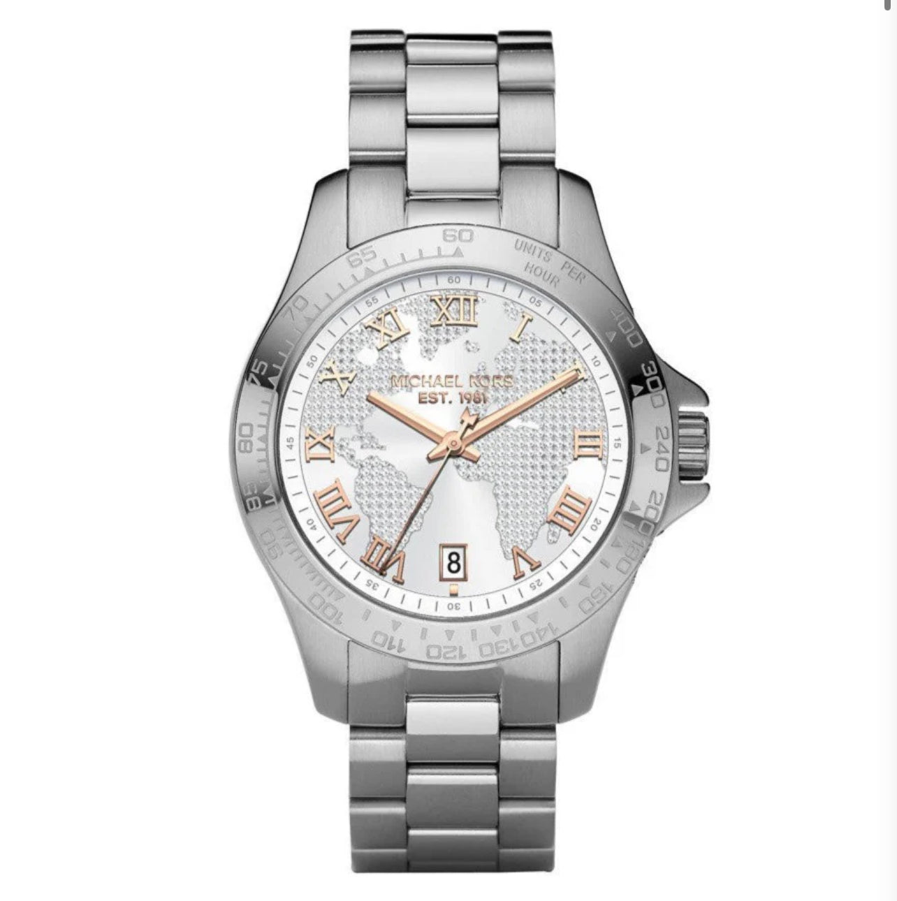 Michael Kors Layton Silver Pave Dial Ladies Watch