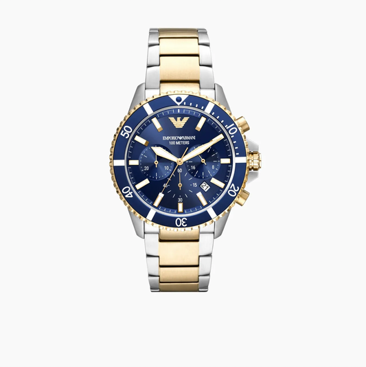 Emporio Armani Chronograph Two-Tone Steel Watch Men's