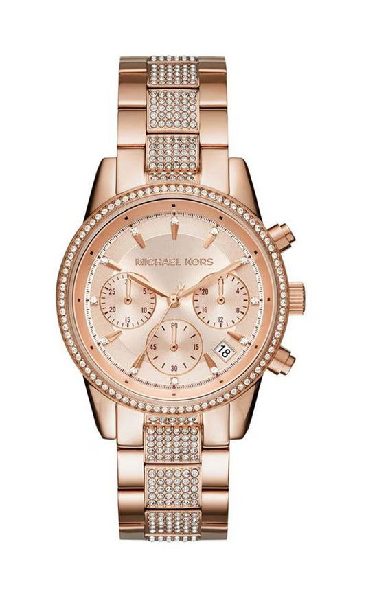 Michael Kors Ritz Chronograph 37mm Ladies Watch Rose Gold
