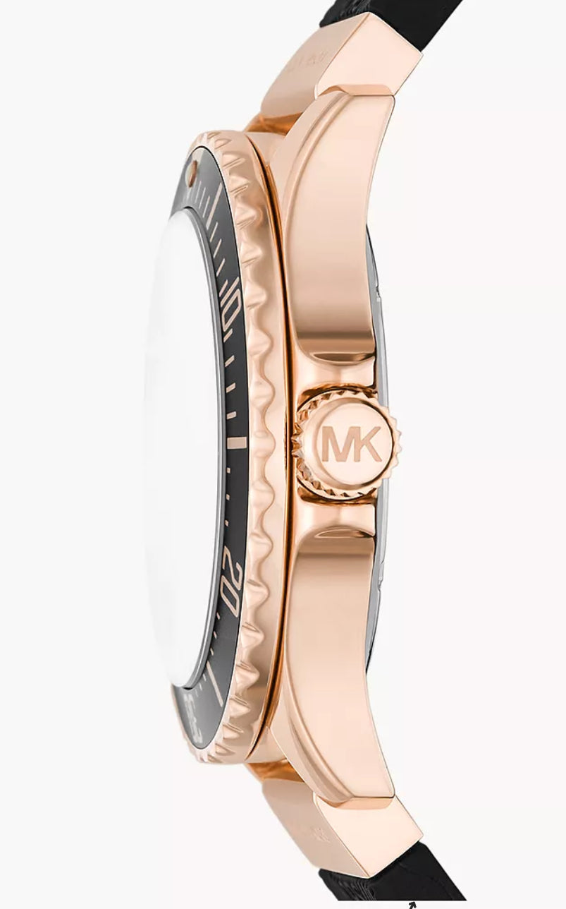 Michael Kors Everest Threehand Black Silicone Watch