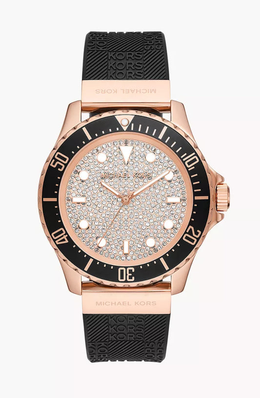 Michael Kors Everest Threehand Black Silicone Watch