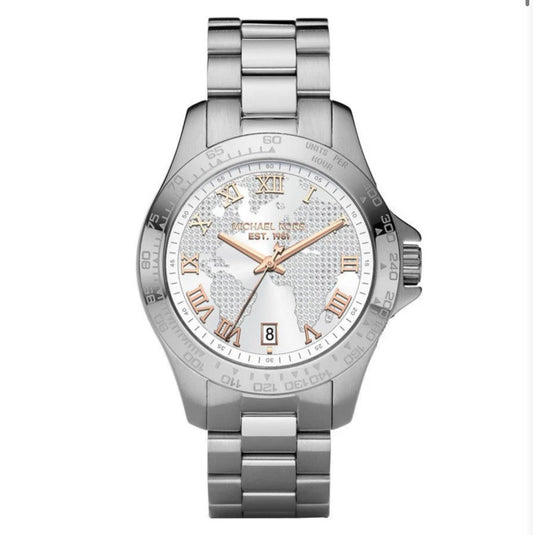 Michael Kors Layton Silver Pave Dial Ladies Watch