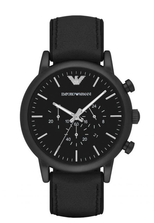 Emporio Armani Luigi Black Leather Chronograph Watch